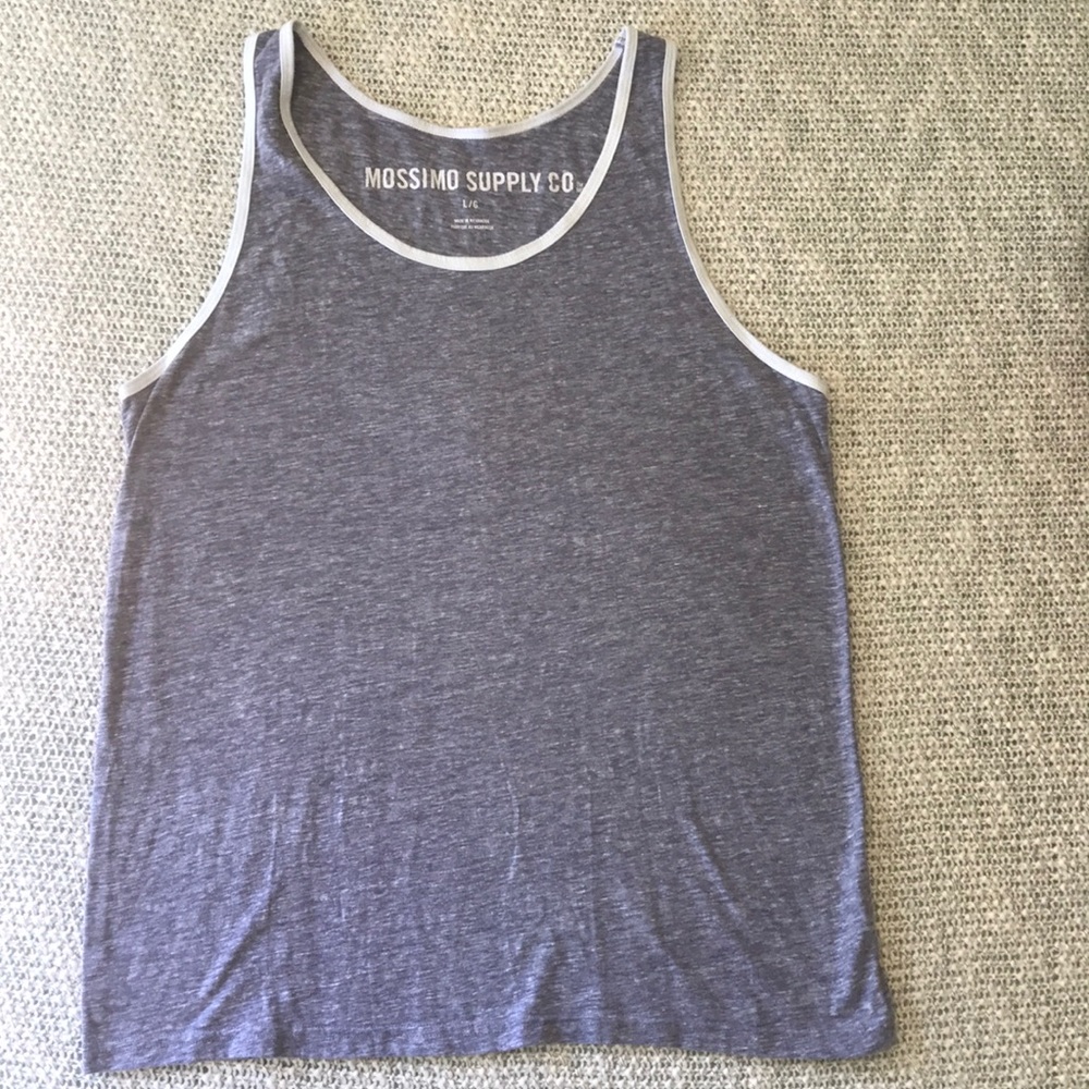 Mossimo men's bro tank, blue/gray heather, size L